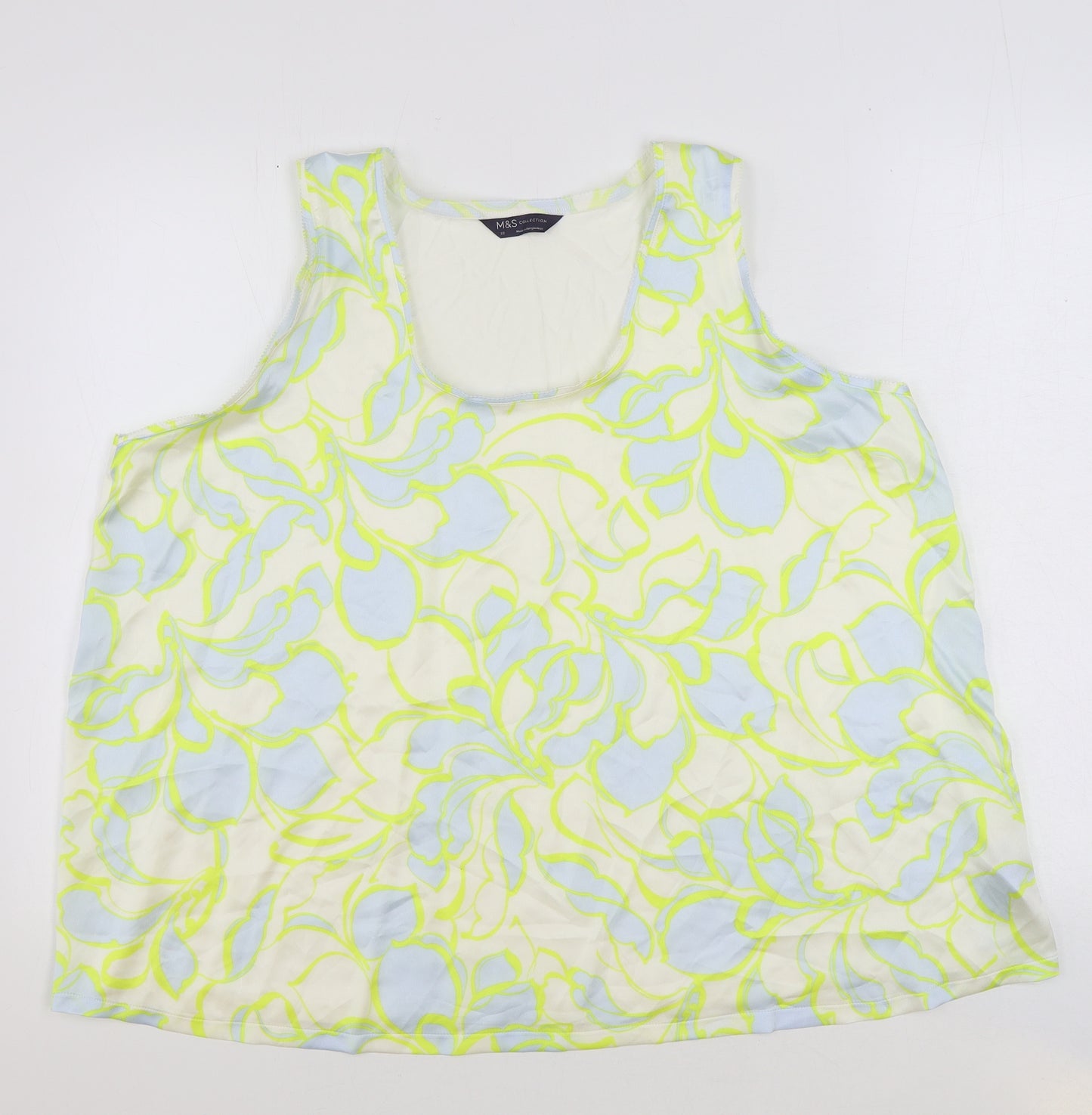 Marks and Spencer Womens Multicoloured Geometric Polyester Basic Tank Size 22 Scoop Neck