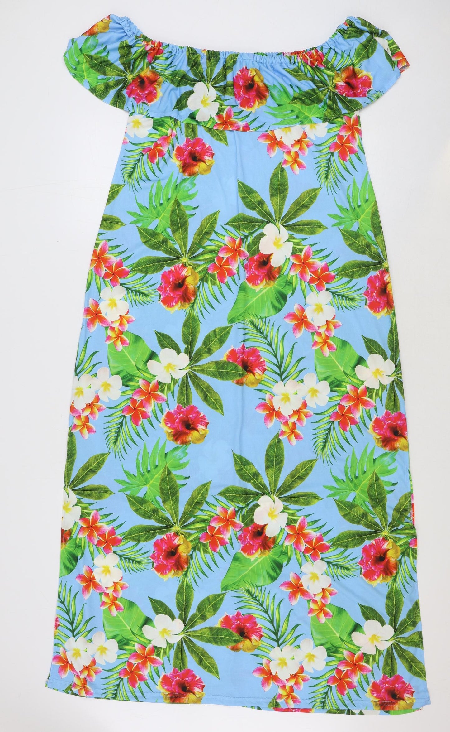 Kaleidoscope Womens Blue Floral Polyester Maxi Size 16 Off the Shoulder Pullover