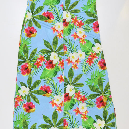 Kaleidoscope Womens Blue Floral Polyester Maxi Size 16 Off the Shoulder Pullover