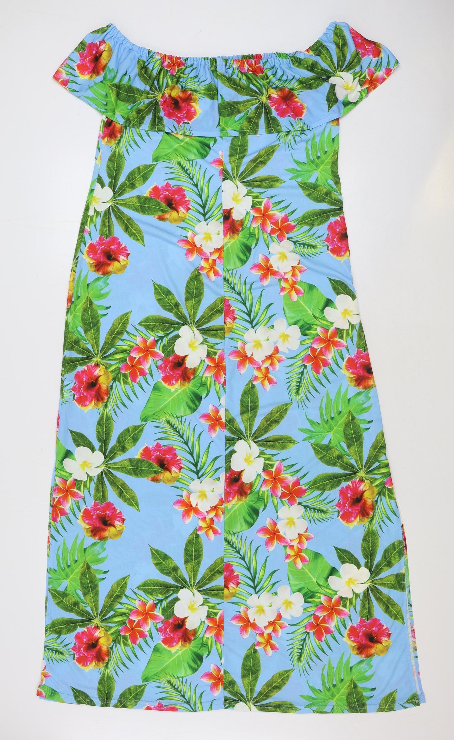 Kaleidoscope Womens Blue Floral Polyester Maxi Size 16 Off the Shoulder Pullover