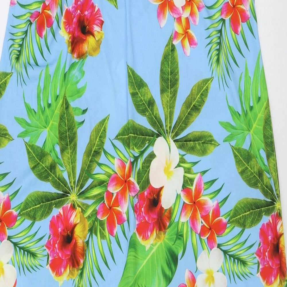 Kaleidoscope Womens Blue Floral Polyester Maxi Size 16 Off the Shoulder Pullover