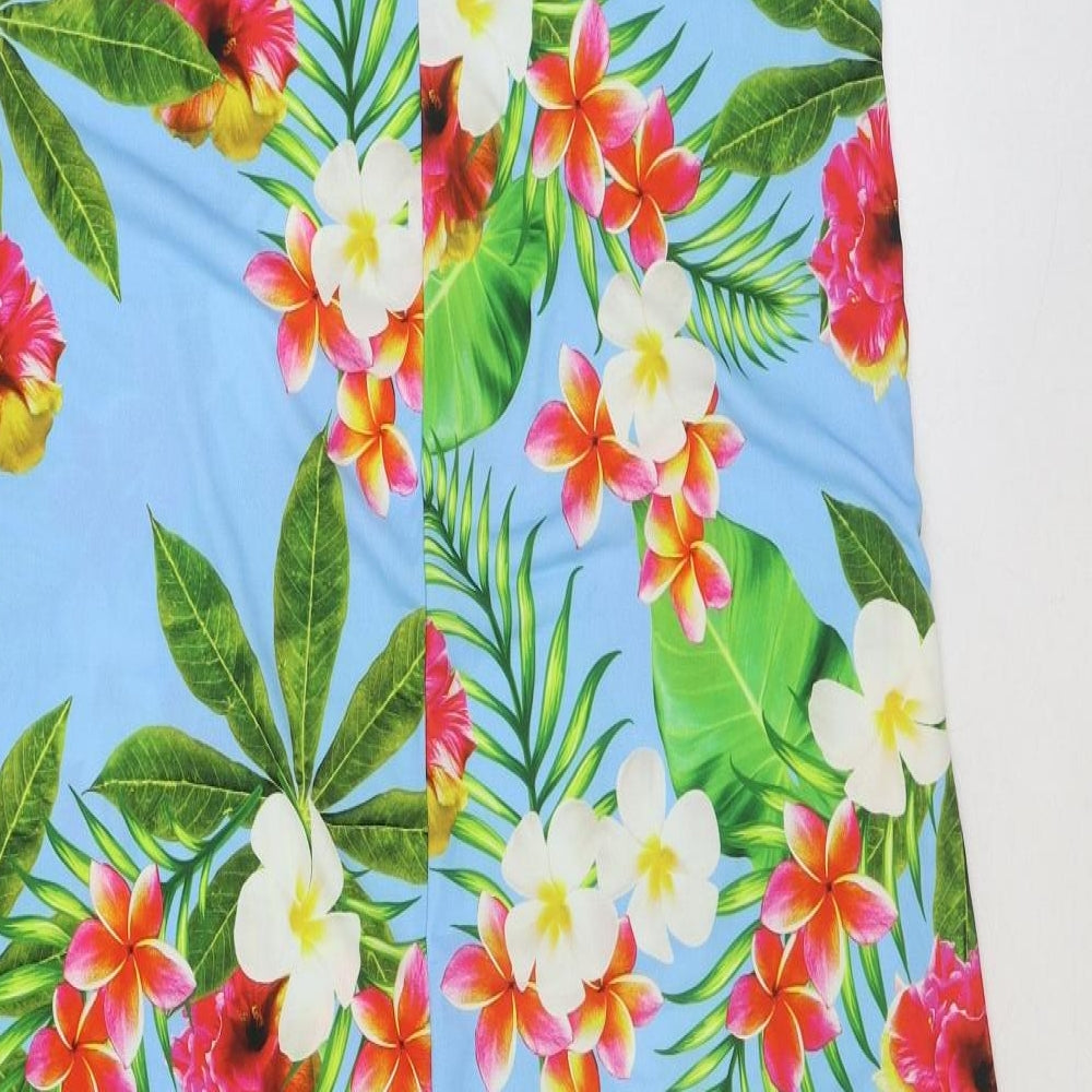 Kaleidoscope Womens Blue Floral Polyester Maxi Size 16 Off the Shoulder Pullover