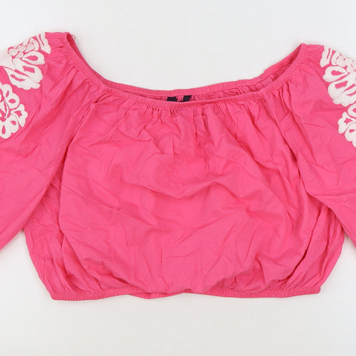 Marks and Spencer Womens Pink 100% Cotton Basic Blouse Size 18 Scoop Neck