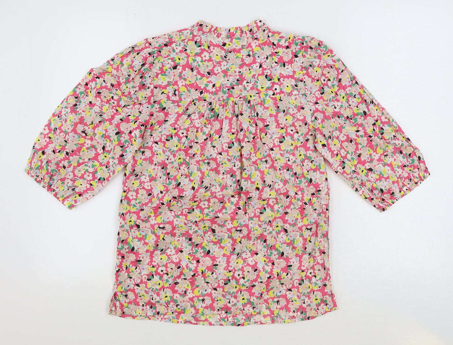 Marks and Spencer Womens Multicoloured Floral 100% Cotton Basic Button-Up Size 6 Collared
