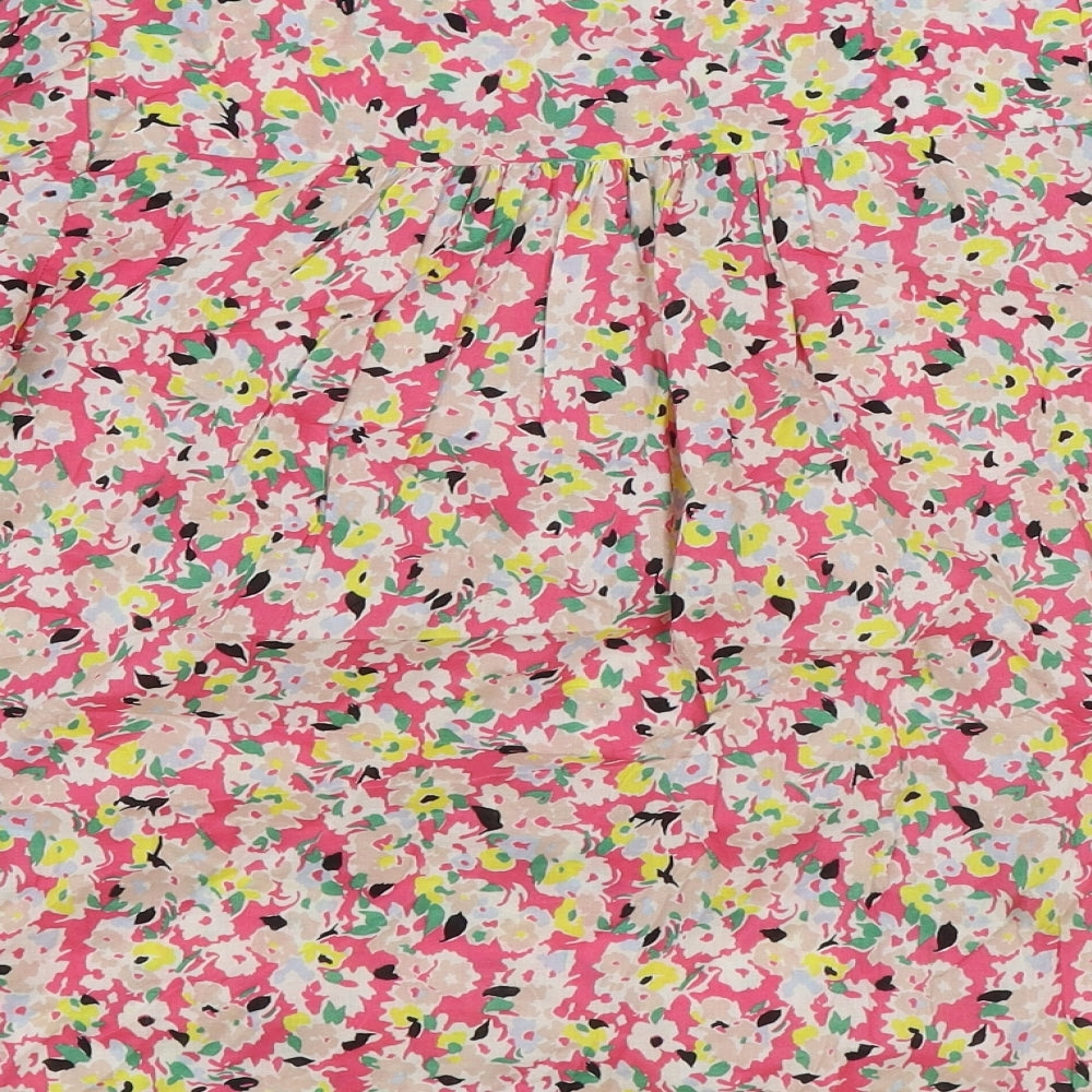 Marks and Spencer Womens Multicoloured Floral 100% Cotton Basic Button-Up Size 6 Collared