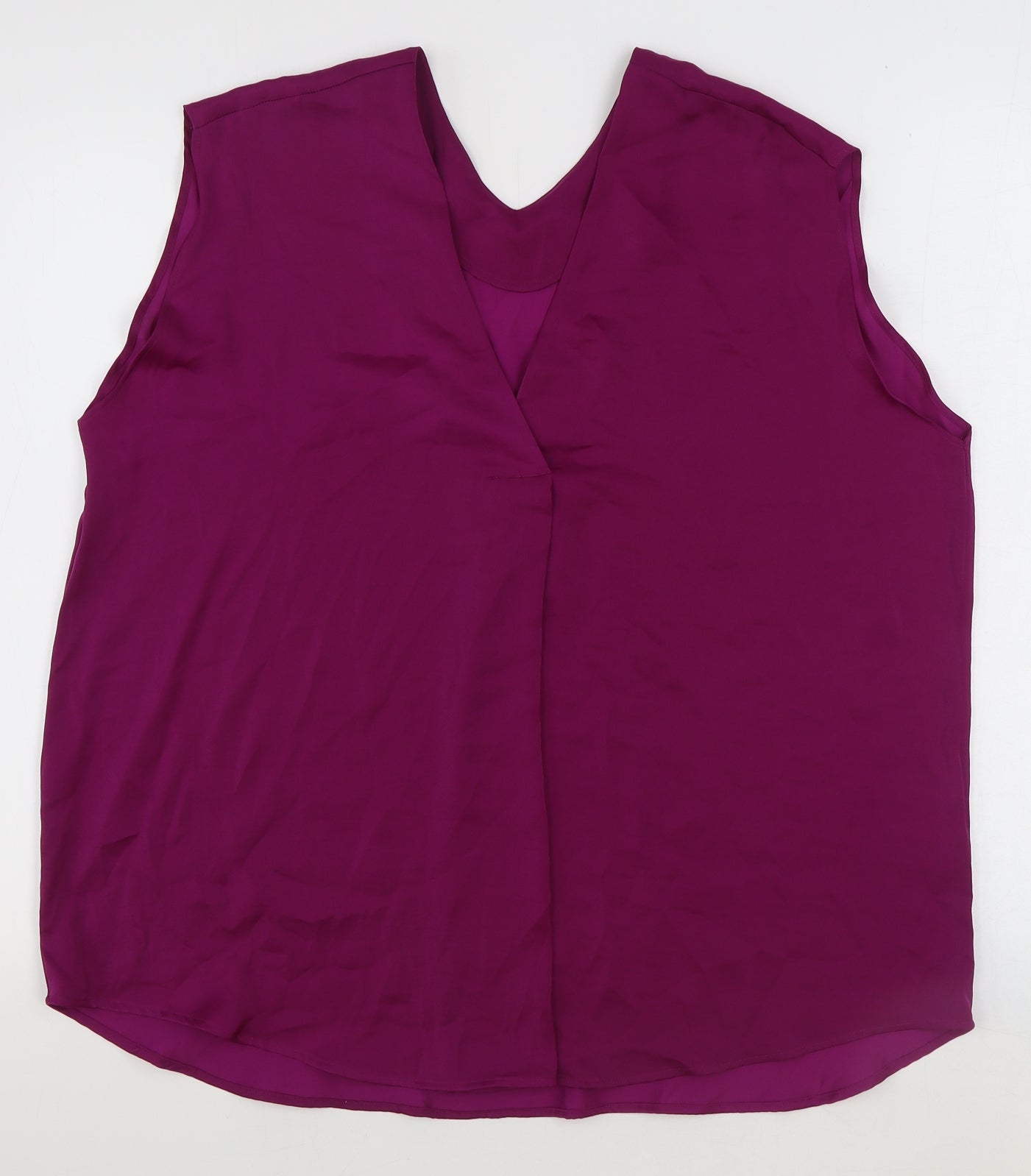 Marks and Spencer Womens Purple Polyester Basic Blouse Size 18 V-Neck