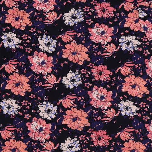 Marks and Spencer Womens Blue Floral Viscose Basic Blouse Size 14 Mock Neck