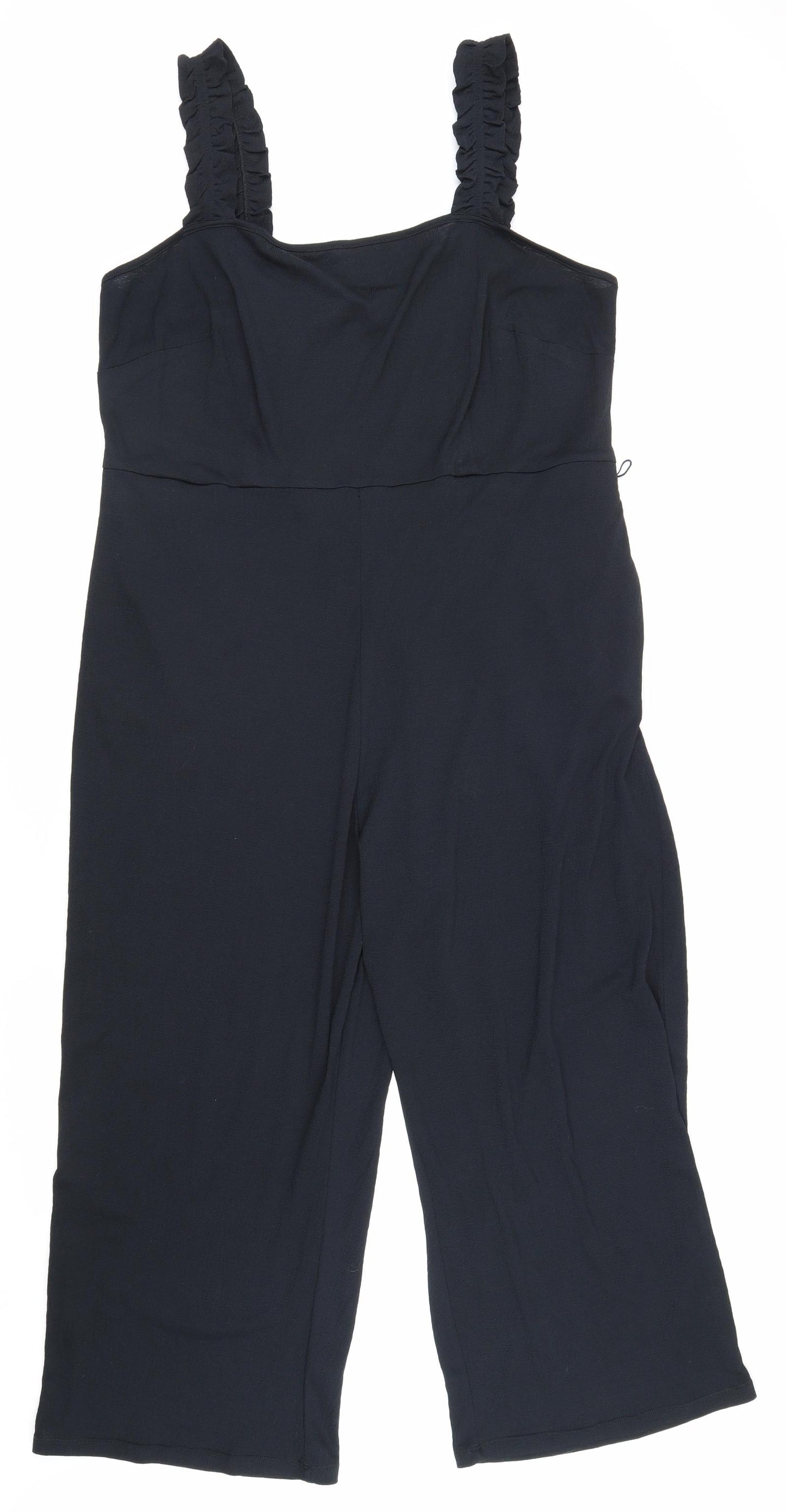 George Womens Black Polyester Jumpsuit One-Piece Size L L23 in