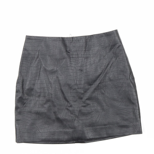 H&M Womens Black Polyester A-Line Skirt Size 38 in Zip