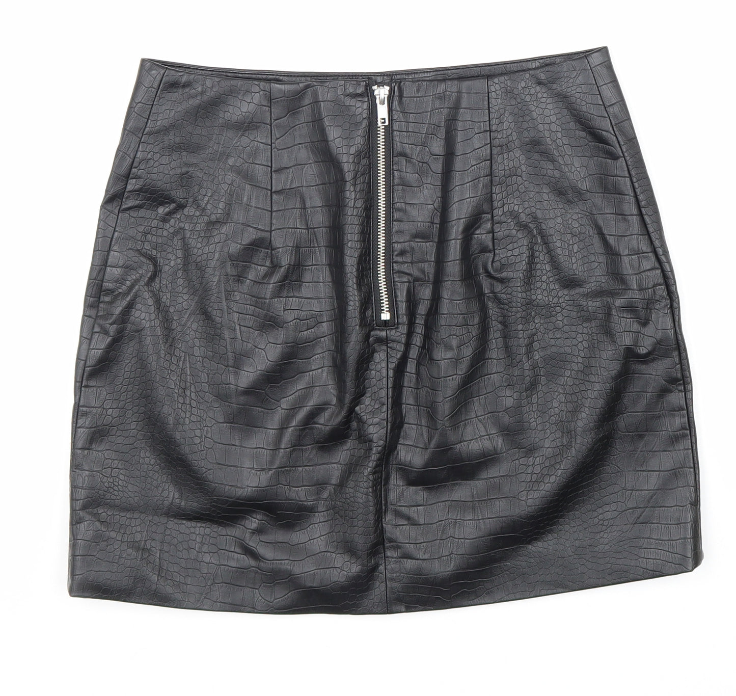 H&M Womens Black Polyester A-Line Skirt Size 38 in Zip