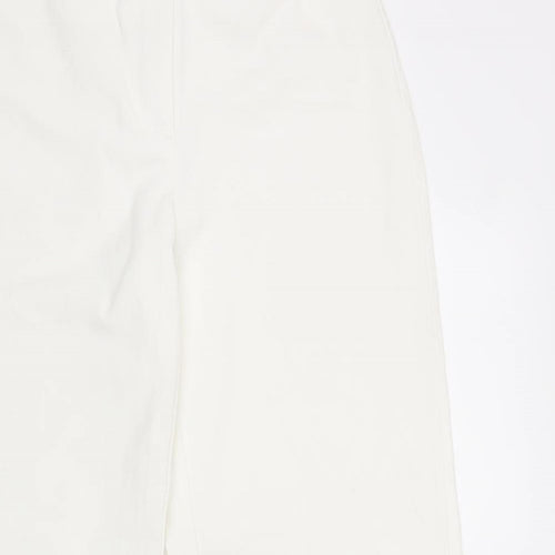 Bershka Womens White Cotton Trousers Size 36 in Regular Zip