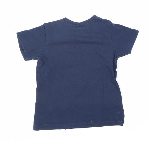 H&M Boys Black 100% Cotton Basic T-Shirt Size 12-18 Months Round Neck Button - Boat Print
