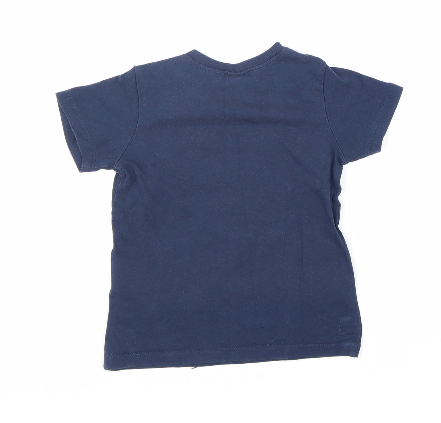 H&M Boys Black 100% Cotton Basic T-Shirt Size 12-18 Months Round Neck Button - Boat Print