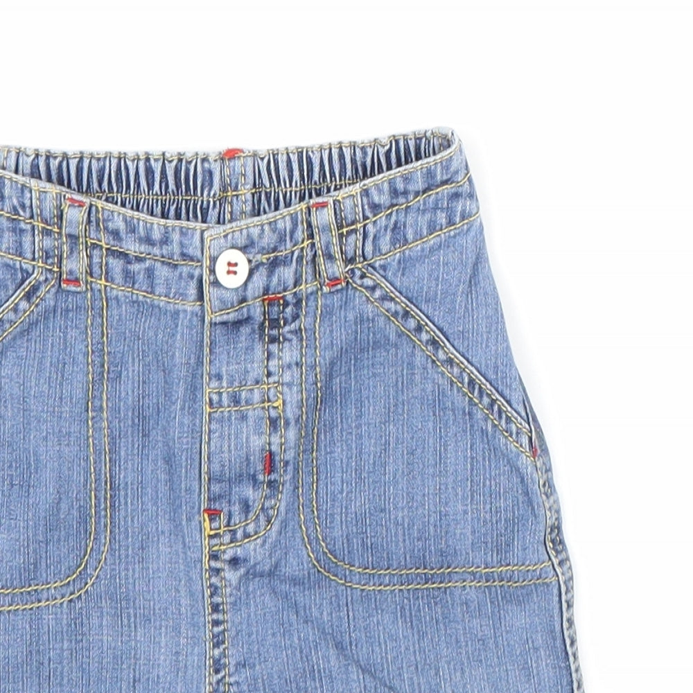 Debenhams Baby Blue 100% Cotton Cropped Trousers Size 6-9 Months Button