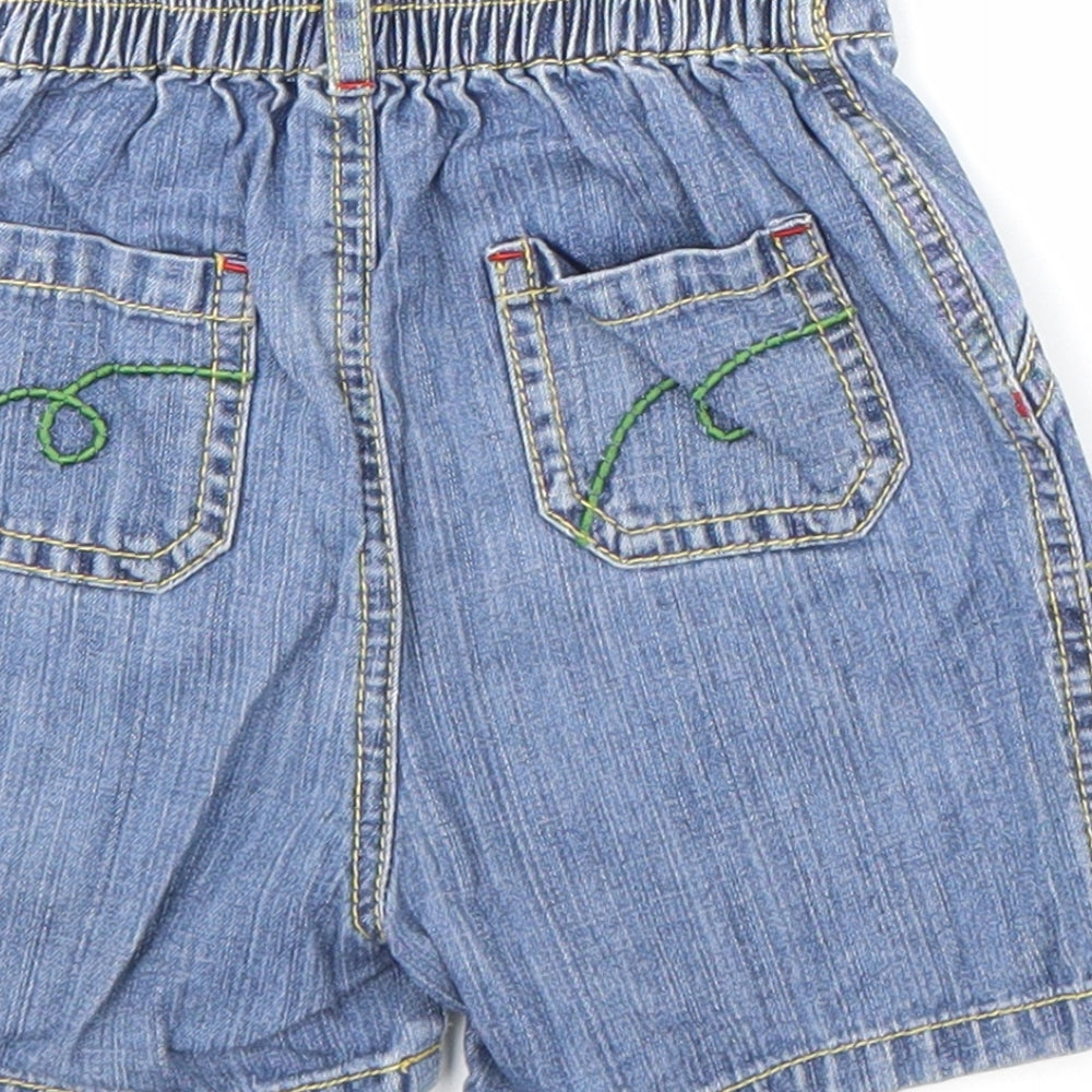 Debenhams Baby Blue 100% Cotton Cropped Trousers Size 6-9 Months Button