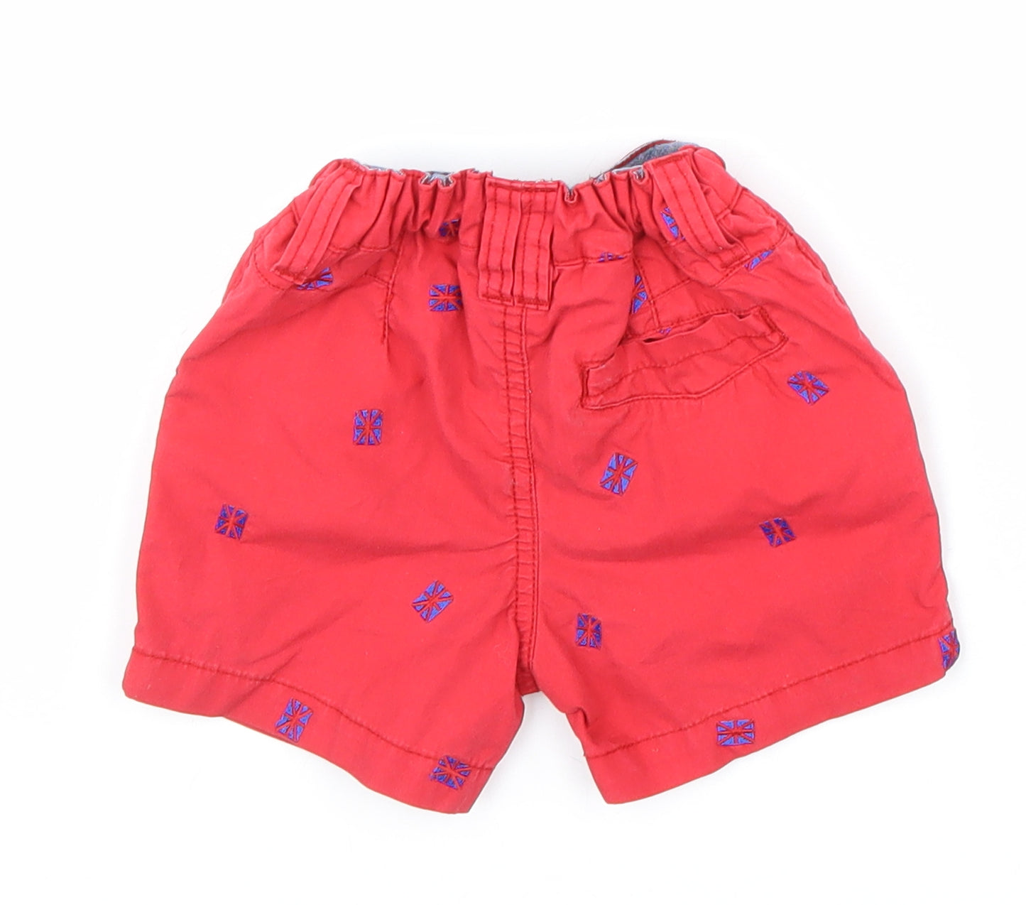 NEXT Boys Red Geometric Cotton Cropped Trousers Size 9-12 Months Button