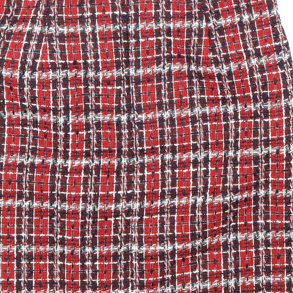 Joe Brouns Womens Red Geometric Polyester A-Line Skirt Size 12 Zip