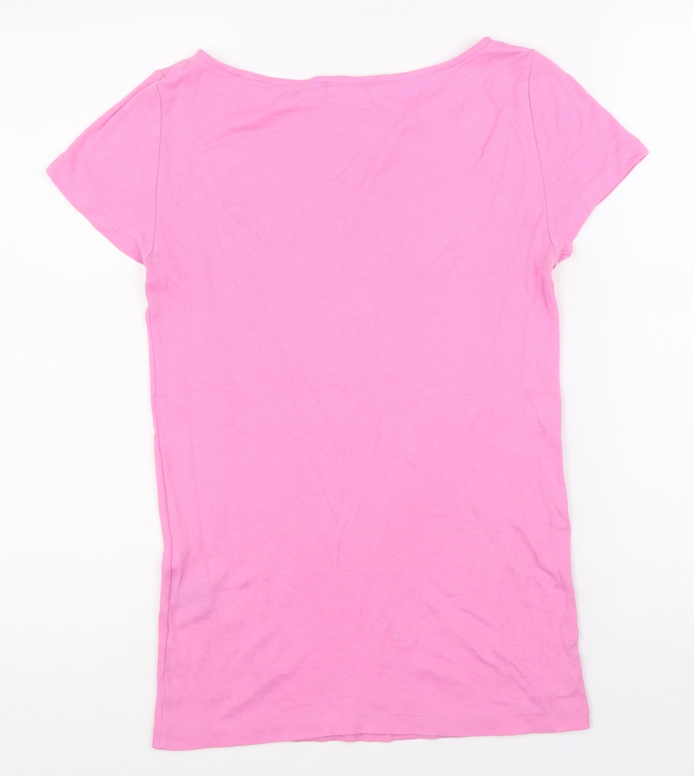 Ralph Lauren Womens Pink Cotton Basic T-Shirt Size M Boat Neck