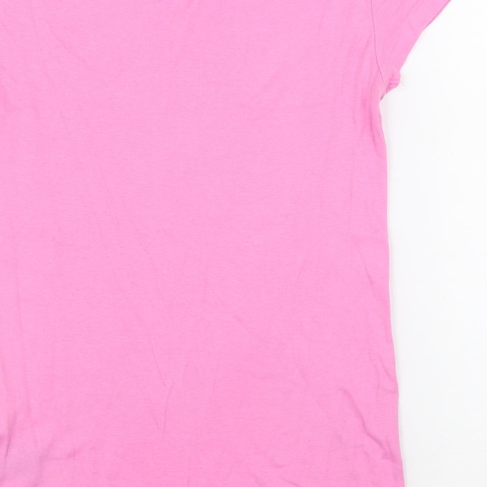 Ralph Lauren Womens Pink Cotton Basic T-Shirt Size M Boat Neck