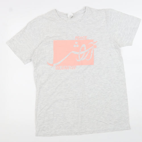 B&C Womens Grey Cotton Basic T-Shirt Size M Round Neck - Peace Solidarity