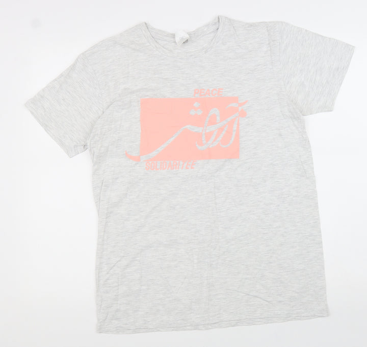 B&C Womens Grey Cotton Basic T-Shirt Size M Round Neck - Peace Solidarity