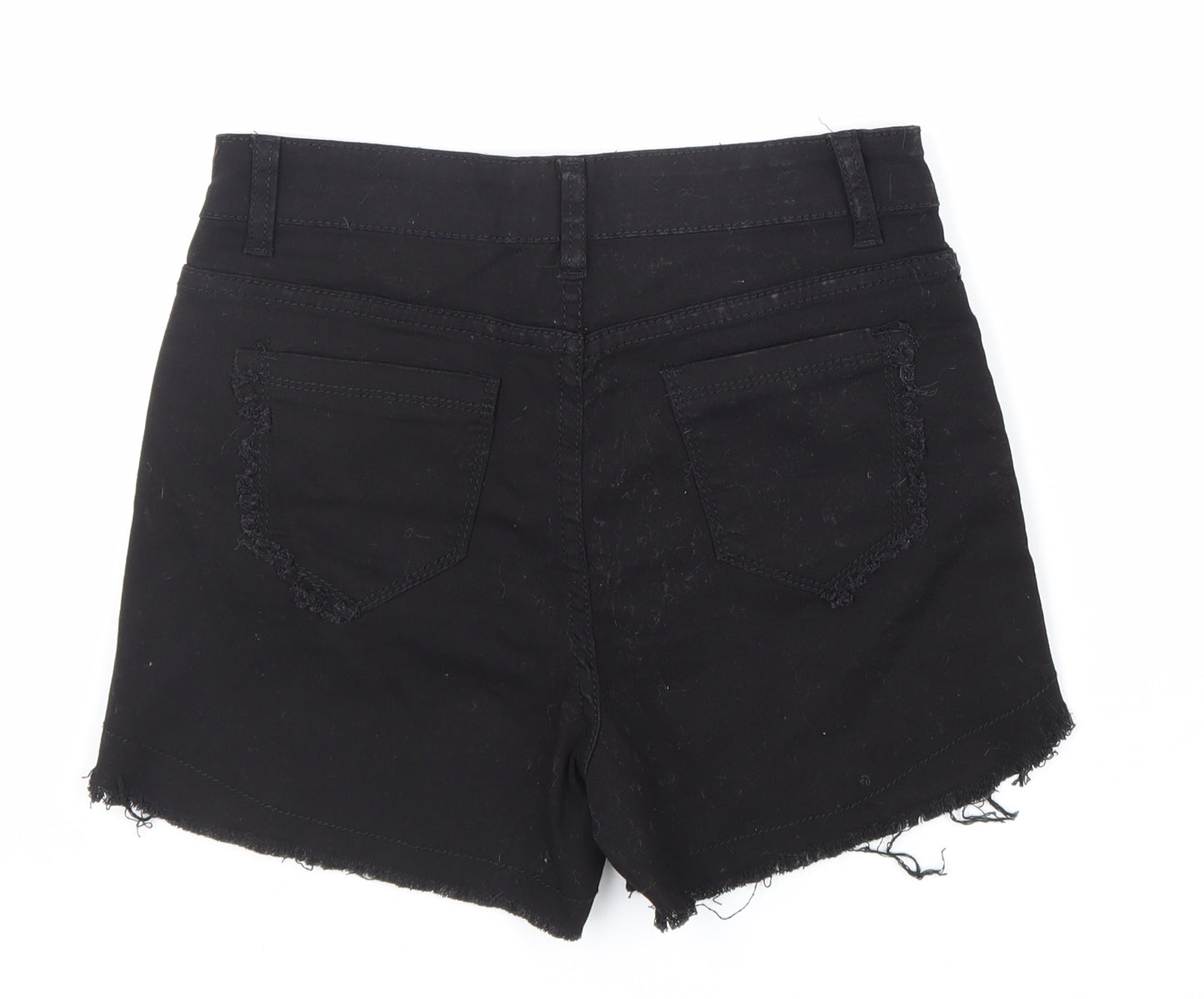 Preworn Womens Black Polyester Cut-Off Shorts Size M L3 in Regular Zip