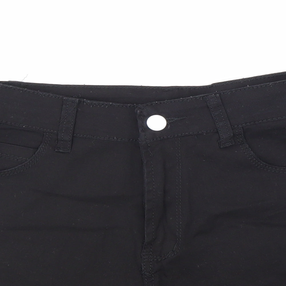 Preworn Womens Black Polyester Cut-Off Shorts Size M L3 in Regular Zip