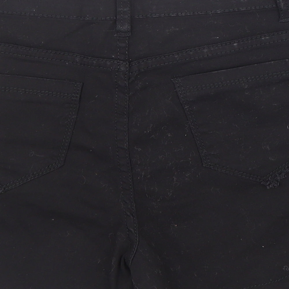 Preworn Womens Black Polyester Cut-Off Shorts Size M L3 in Regular Zip