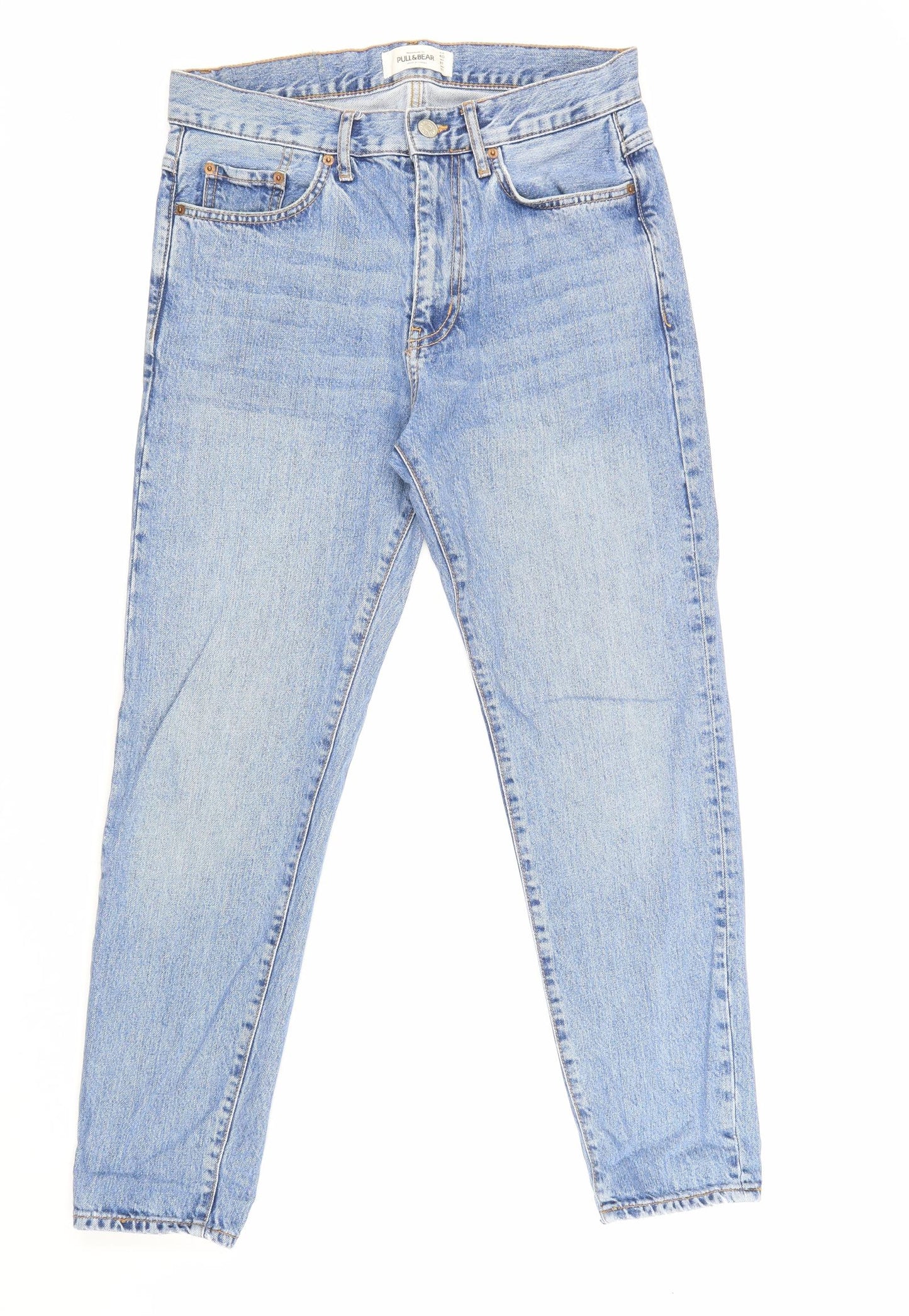 Pull&Bear Womens Blue Cotton Straight Jeans Size 40 in Regular Zip