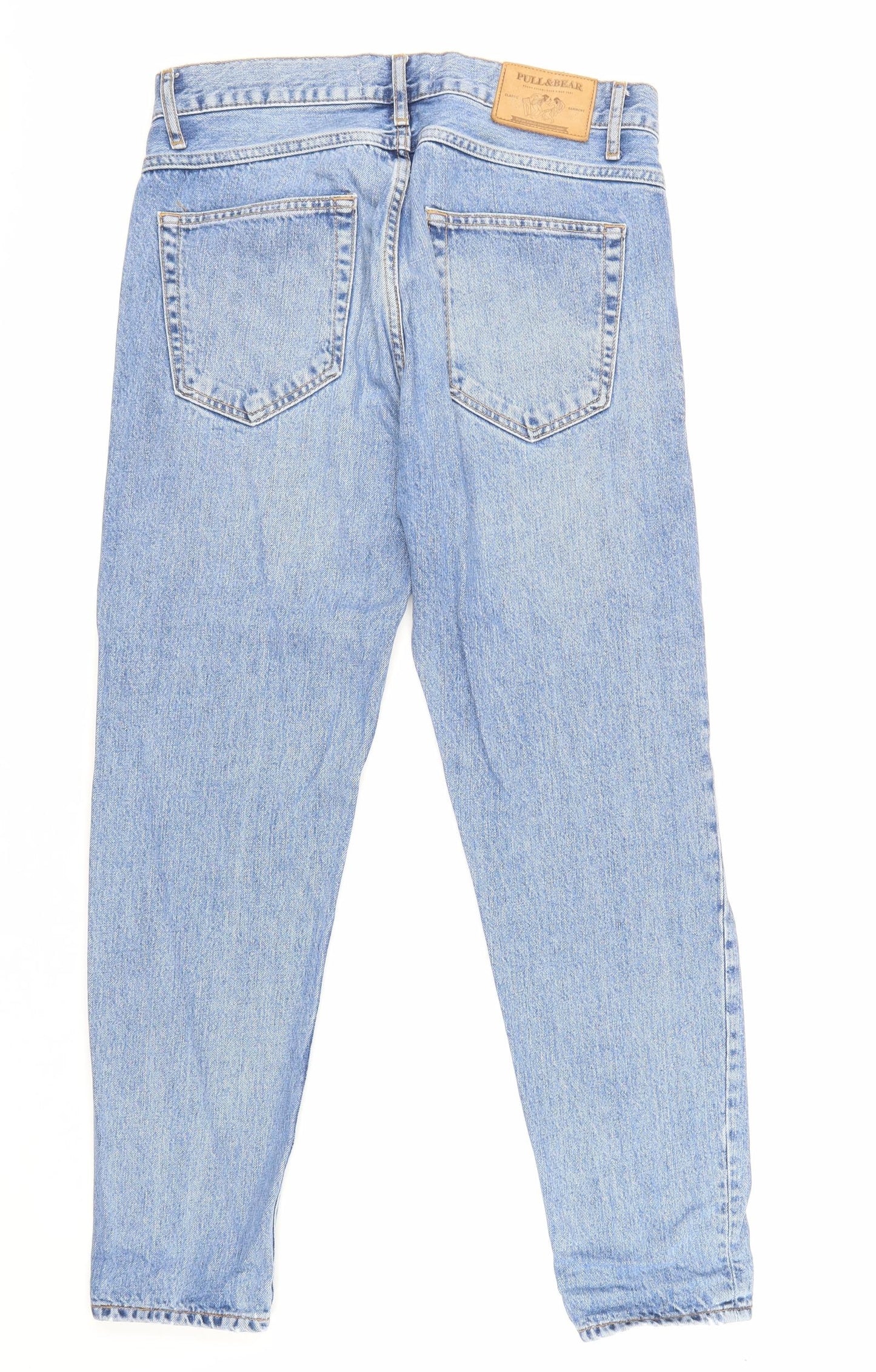 Pull&Bear Womens Blue Cotton Straight Jeans Size 40 in Regular Zip