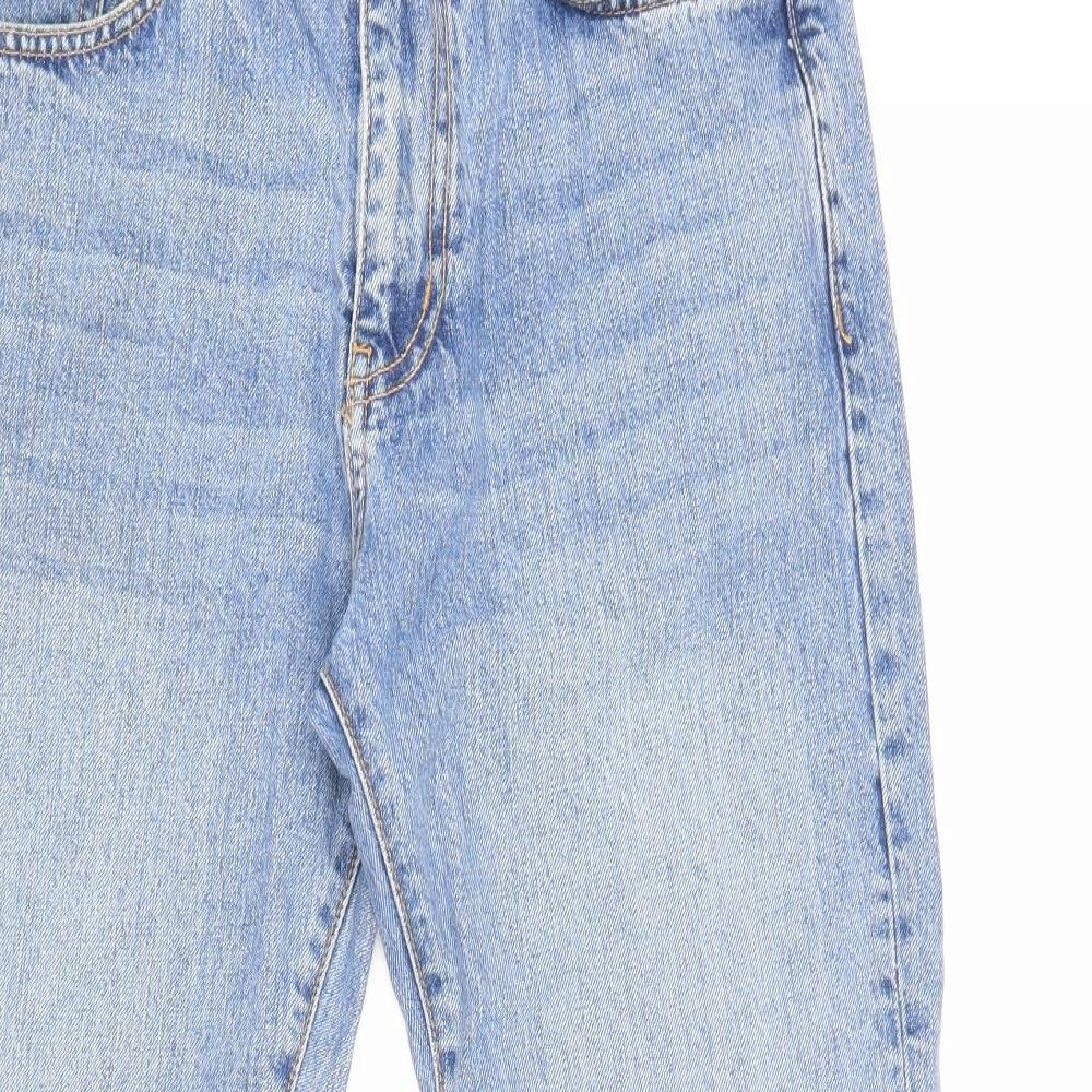 Pull&Bear Womens Blue Cotton Straight Jeans Size 40 in Regular Zip