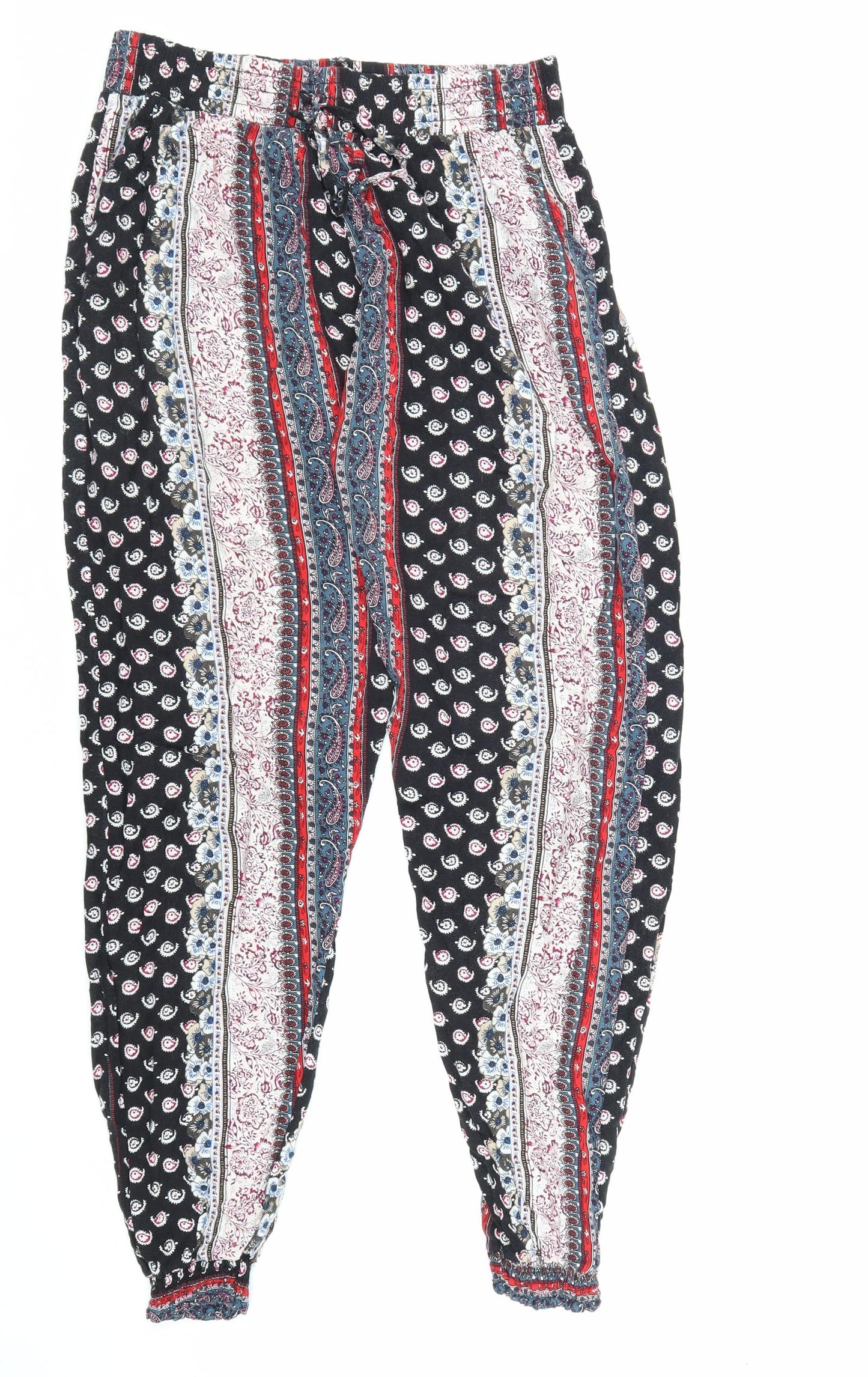 Preworn Womens Multicoloured Striped Cotton Harem Trousers Size XL Regular
