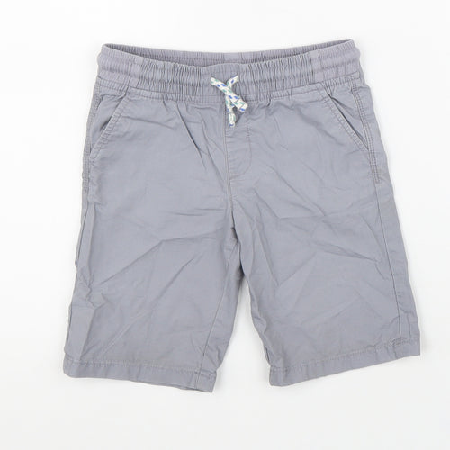Marks and Spencer Boys Grey 100% Cotton Bermuda Shorts Size 5-6 Years Regular Drawstring