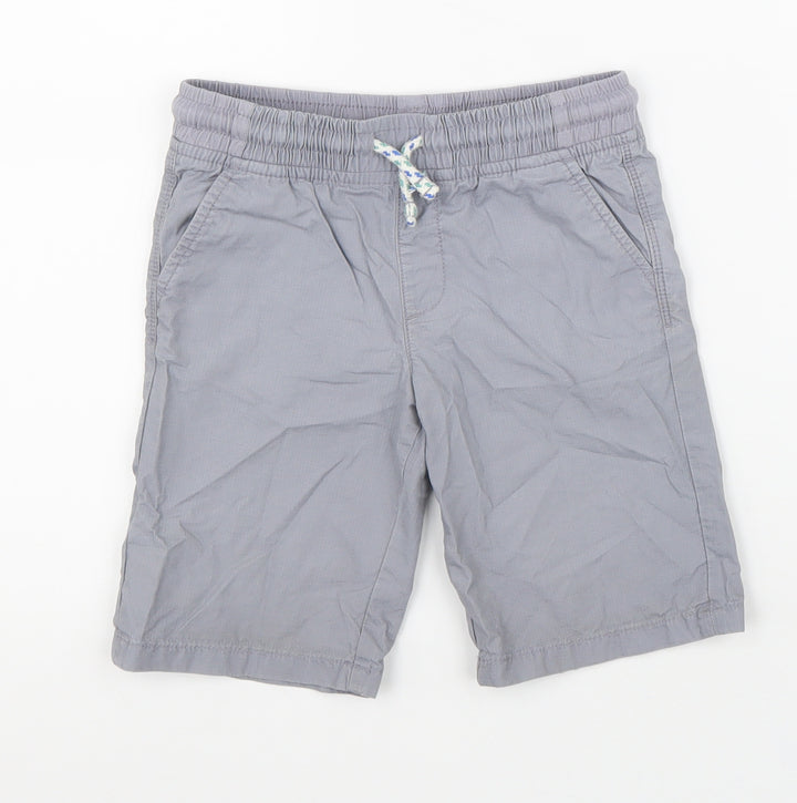 Marks and Spencer Boys Grey 100% Cotton Bermuda Shorts Size 5-6 Years Regular Drawstring