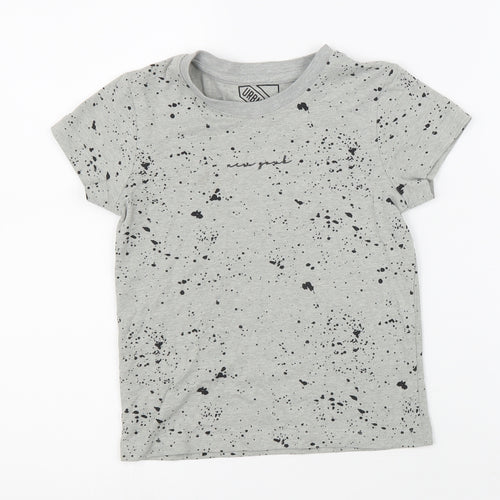 Under Dept Boys Grey Geometric Cotton Basic T-Shirt Size 5 Years Round Neck