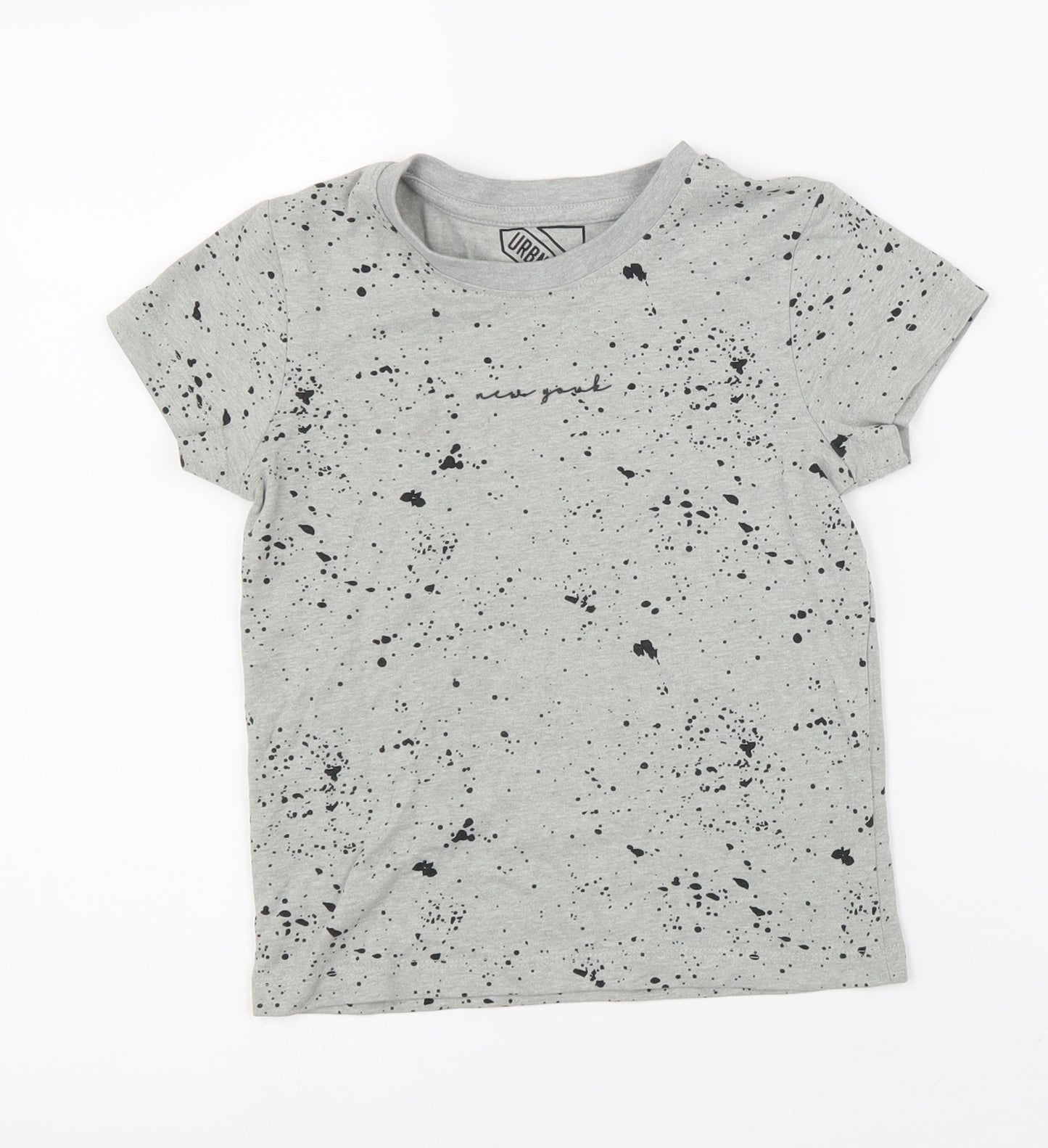 Under Dept Boys Grey Geometric Cotton Basic T-Shirt Size 5 Years Round Neck