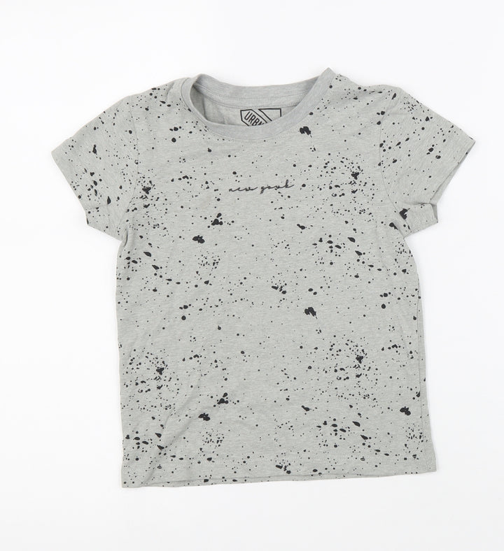 Under Dept Boys Grey Geometric Cotton Basic T-Shirt Size 5 Years Round Neck
