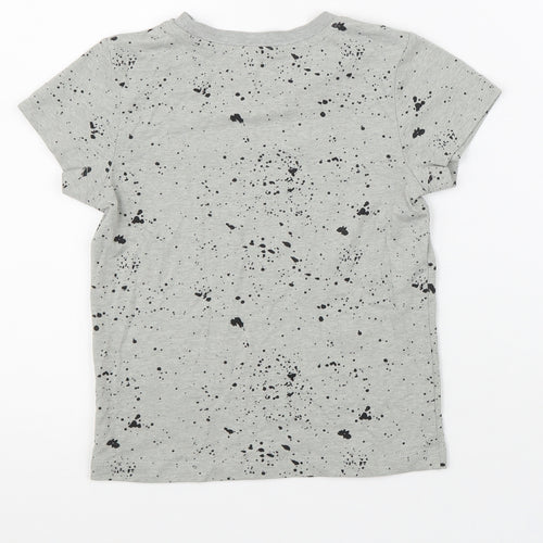 Under Dept Boys Grey Geometric Cotton Basic T-Shirt Size 5 Years Round Neck