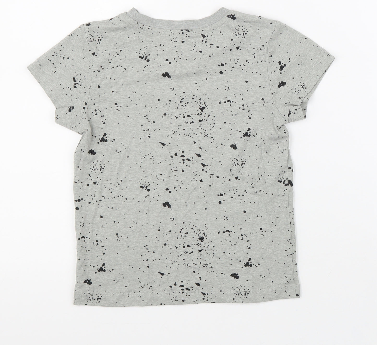 Under Dept Boys Grey Geometric Cotton Basic T-Shirt Size 5 Years Round Neck