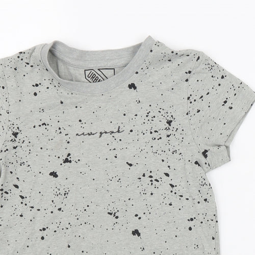 Under Dept Boys Grey Geometric Cotton Basic T-Shirt Size 5 Years Round Neck