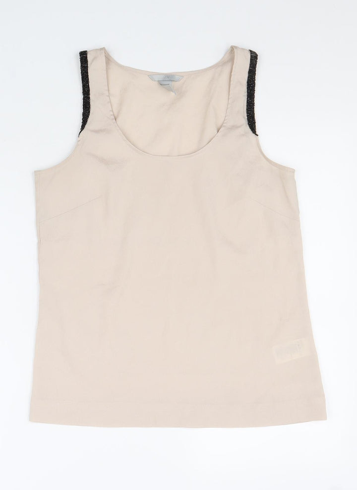 H&M Womens Beige Polyester Basic Tank Size 34 Scoop Neck