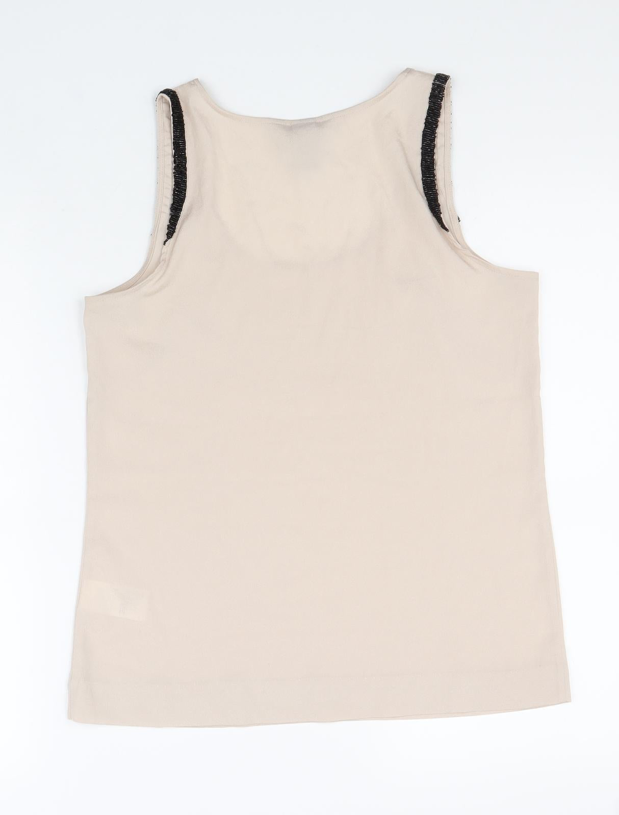 H&M Womens Beige Polyester Basic Tank Size 34 Scoop Neck