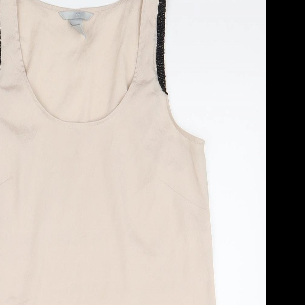 H&M Womens Beige Polyester Basic Tank Size 34 Scoop Neck