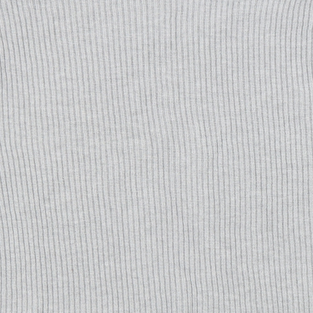 Stradivarius Womens Grey V-Neck Viscose Pullover Jumper Size S