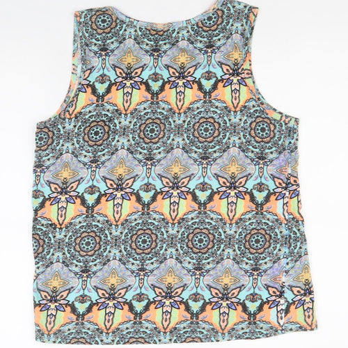 Pepco Womens Multicoloured Geometric 100% Cotton Basic Tank Size 16 Scoop Neck