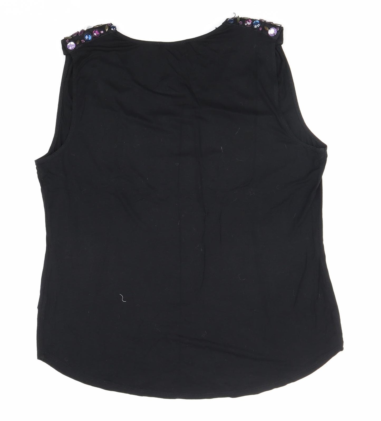 George Womens Black Herringbone Viscose Basic Blouse Size 16 Boat Neck
