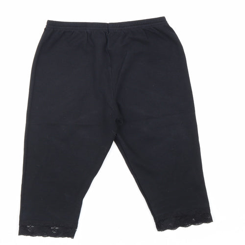 Vintage Angels Girls Black Cotton Jogger Trousers Size 13 Years Regular - Cropped Leggings