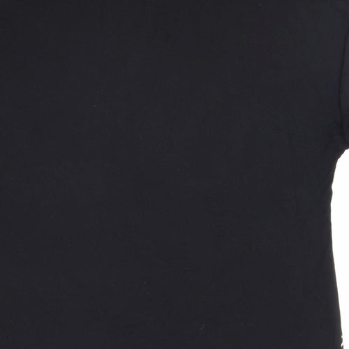 Preworn Womens Black Geometric Polyester Basic T-Shirt Size 12 Boat Neck