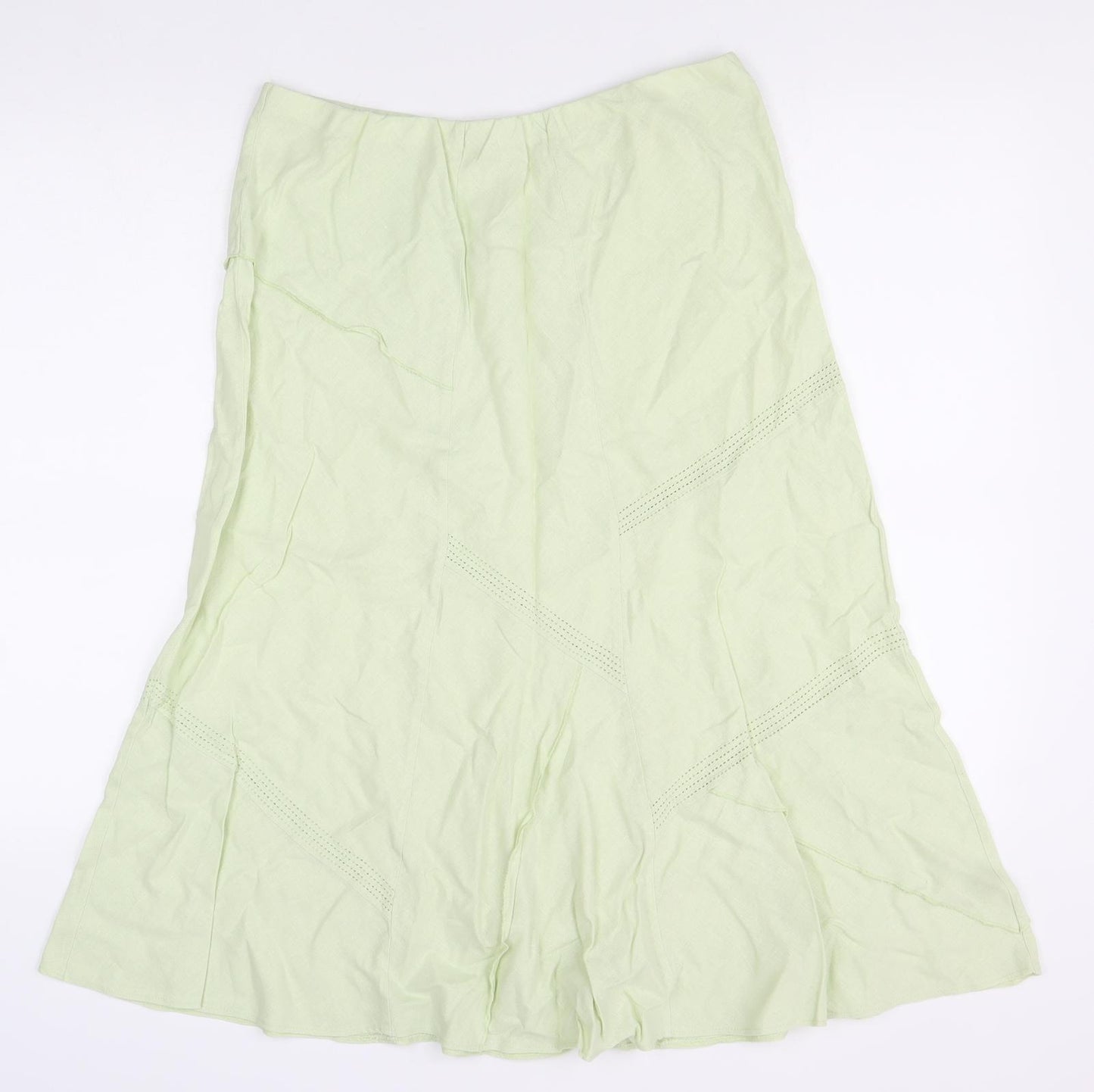Marks and Spencer Womens Green Linen Flare Skirt Size 12