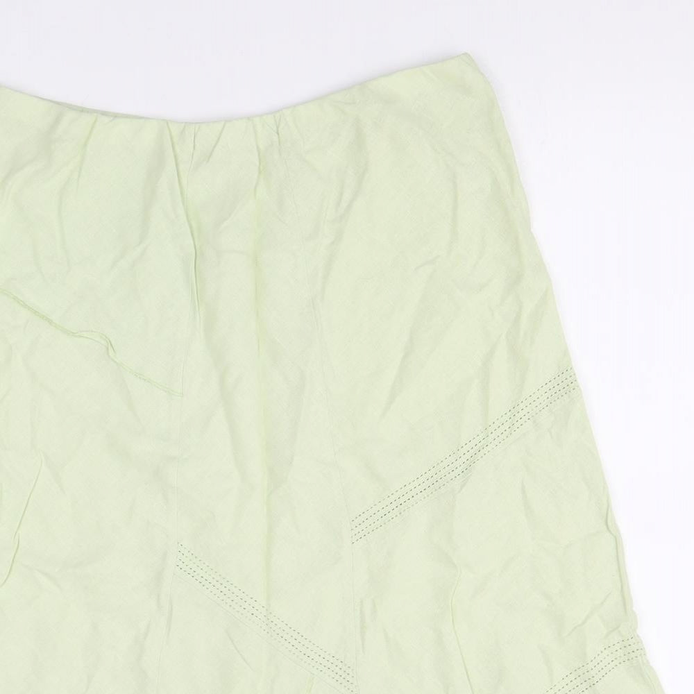 Marks and Spencer Womens Green Linen Flare Skirt Size 12